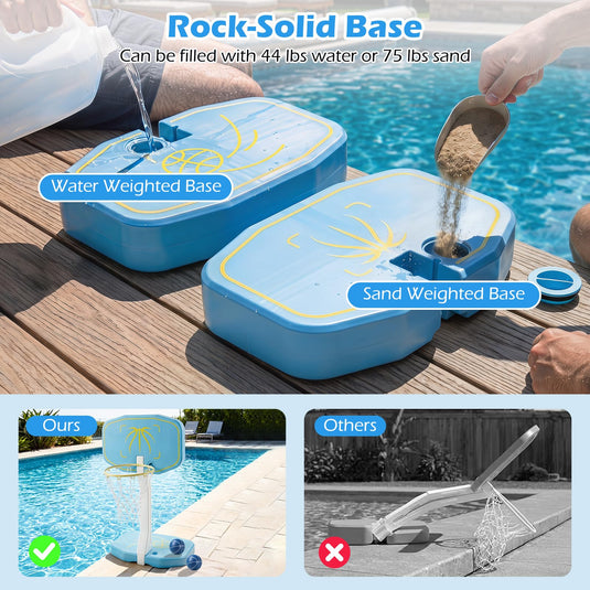 Goplus 2-in-1 Pool Basketball Hoop & Volleyball Net | Swimming Pool Ball Game Set