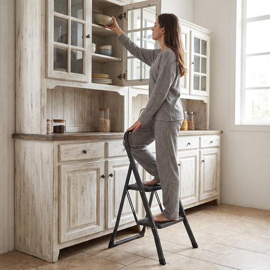 Goplus 2/3/4 Step Ladder | Folding Step Stool with Handrail and Anti-Slip Pedals