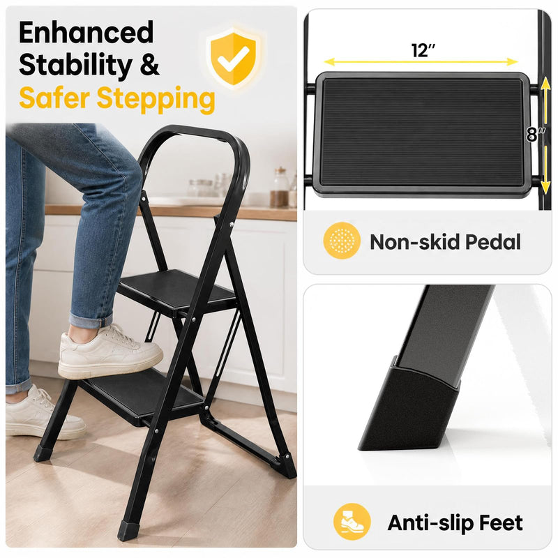 Load image into Gallery viewer, Goplus 2/3/4 Step Ladder | Folding Step Stool with Handrail and Anti-Slip Pedals
