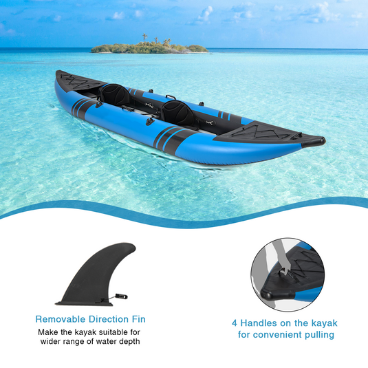 Goplus 12.5 ft Inflatable Tandem Kayak | 1-2 Person Canoe | 507 lbs Capacity | Includes All Accessories & Carry Bag