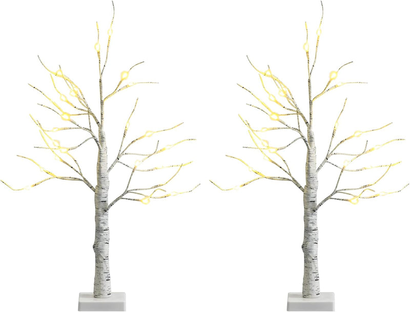 Load image into Gallery viewer, Goplus Lighted Birch Tree, Artificial Small Tree White Christmas Tree

