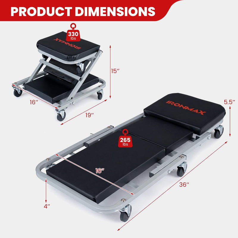 Load image into Gallery viewer, Goplus 36/40 Inch 330LBS Foldable Mechanic Creeper with 6 Swivel Wheels
