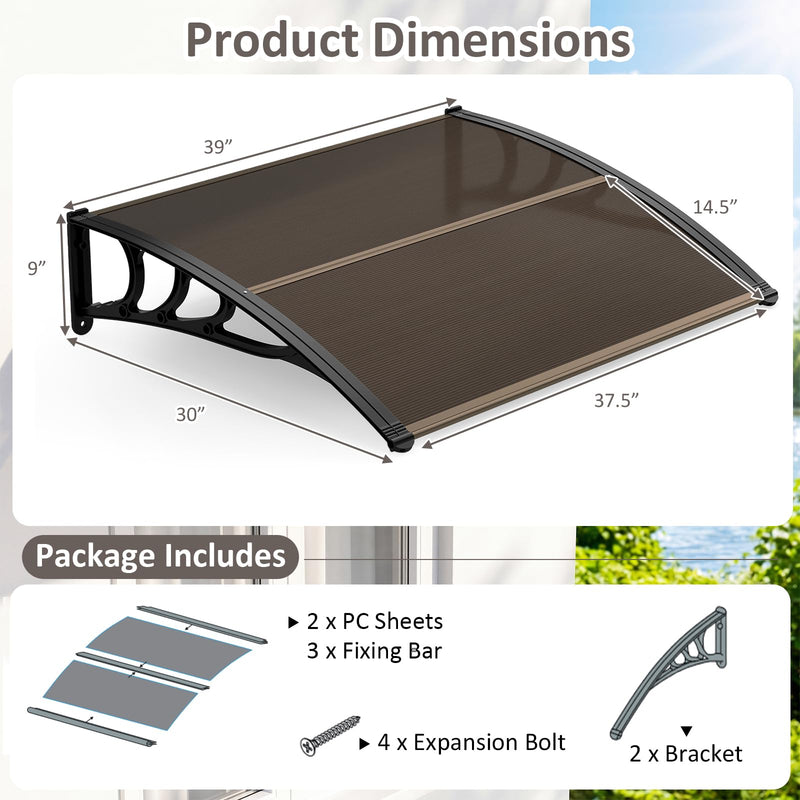 Load image into Gallery viewer, Goplus 39” x 30” Window Door Awning with Rain Snow Sunlight &amp; UV Protection for Door Entrance

