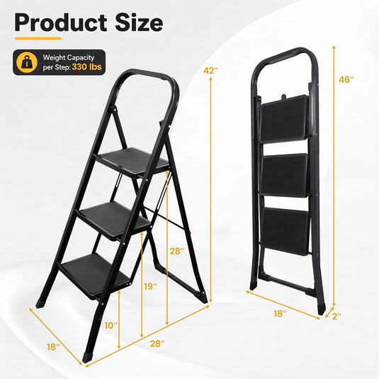 Goplus 2/3/4 Step Ladder | Folding Step Stool with Handrail and Anti-Slip Pedals