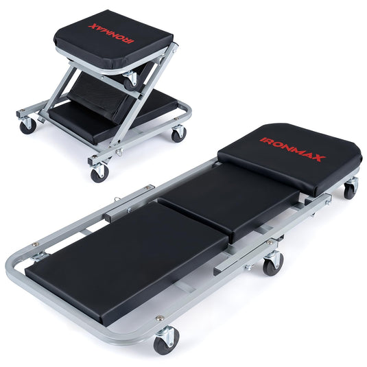 Goplus 36/40 Inch 330LBS Foldable Mechanic Creeper with 6 Swivel Wheels