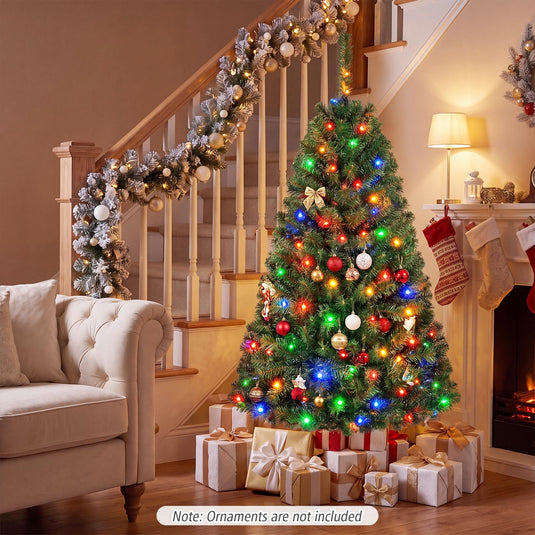 Goplus 4FT Artificial Christmas Tree | Full Xmas Tree w/296 Branch Tips and 2 Lighting Colors