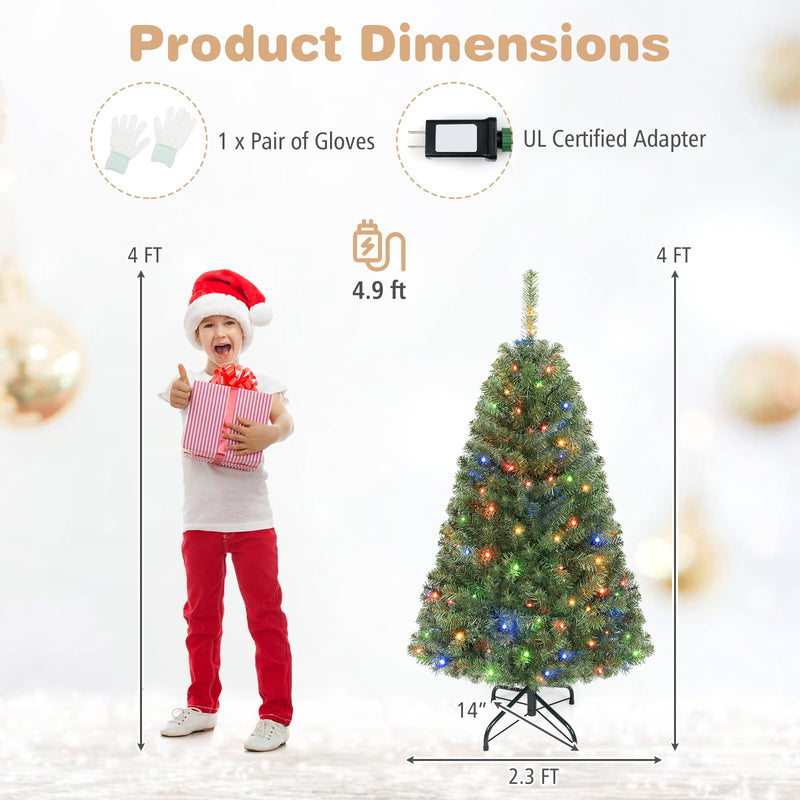 Load image into Gallery viewer, Goplus 4FT Artificial Christmas Tree | Full Xmas Tree w/296 Branch Tips and 2 Lighting Colors
