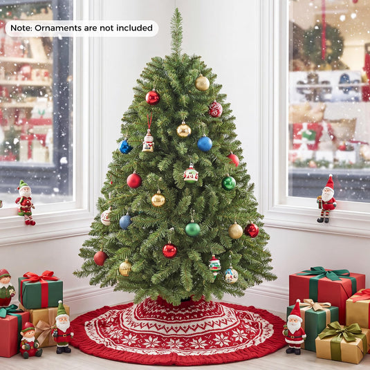 Goplus Artificial Christmas Tree | Unlit Hinged Full Xmas Tree with Folding Metal Stand