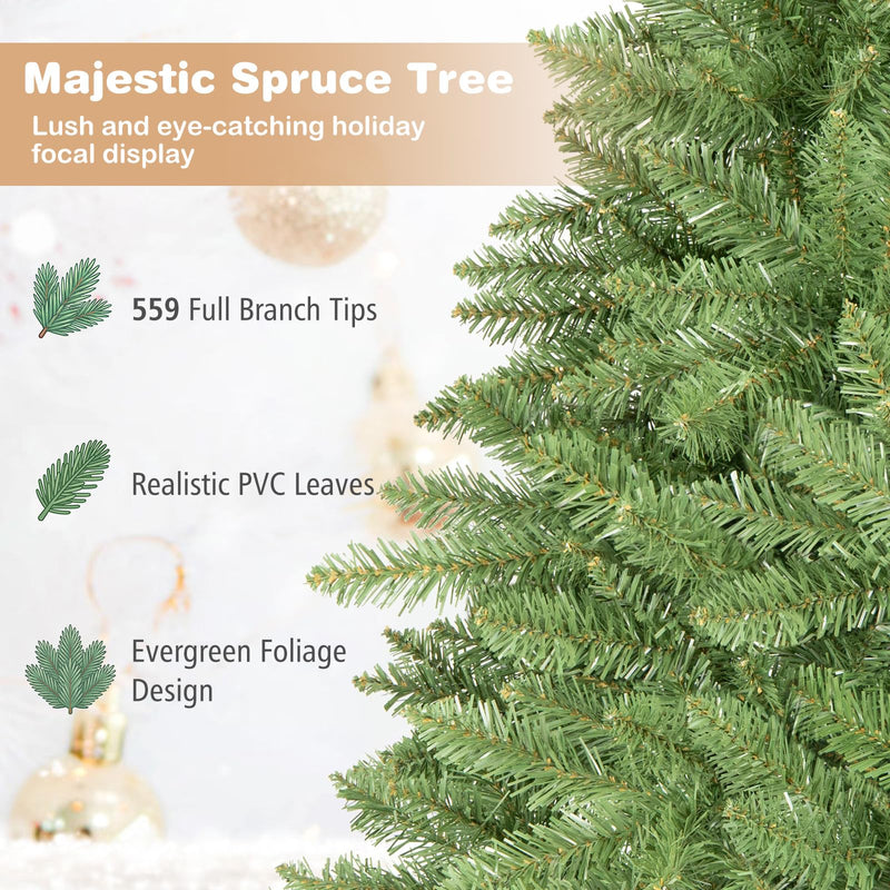 Load image into Gallery viewer, Goplus Artificial Christmas Tree | Unlit Hinged Full Xmas Tree with Folding Metal Stand
