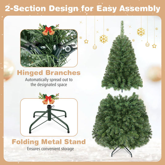 Goplus 4FT Artificial Christmas Tree | Full Xmas Tree w/296 Branch Tips and 2 Lighting Colors