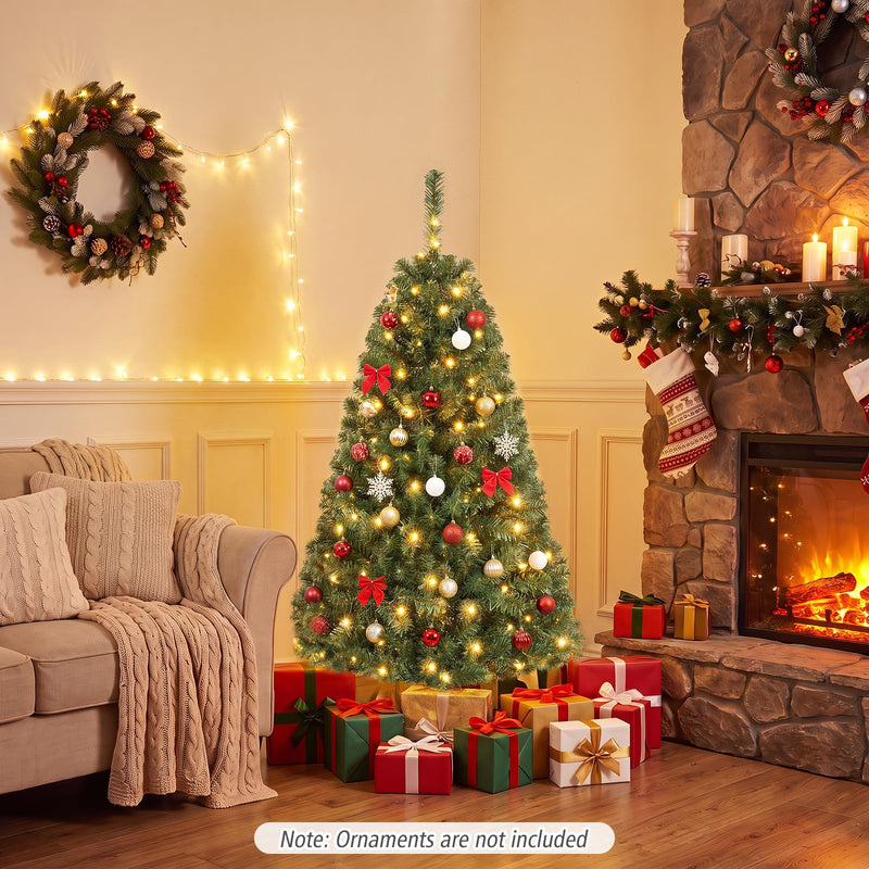 Load image into Gallery viewer, Goplus 4FT Artificial Christmas Tree | Full Xmas Tree w/296 Branch Tips and 2 Lighting Colors
