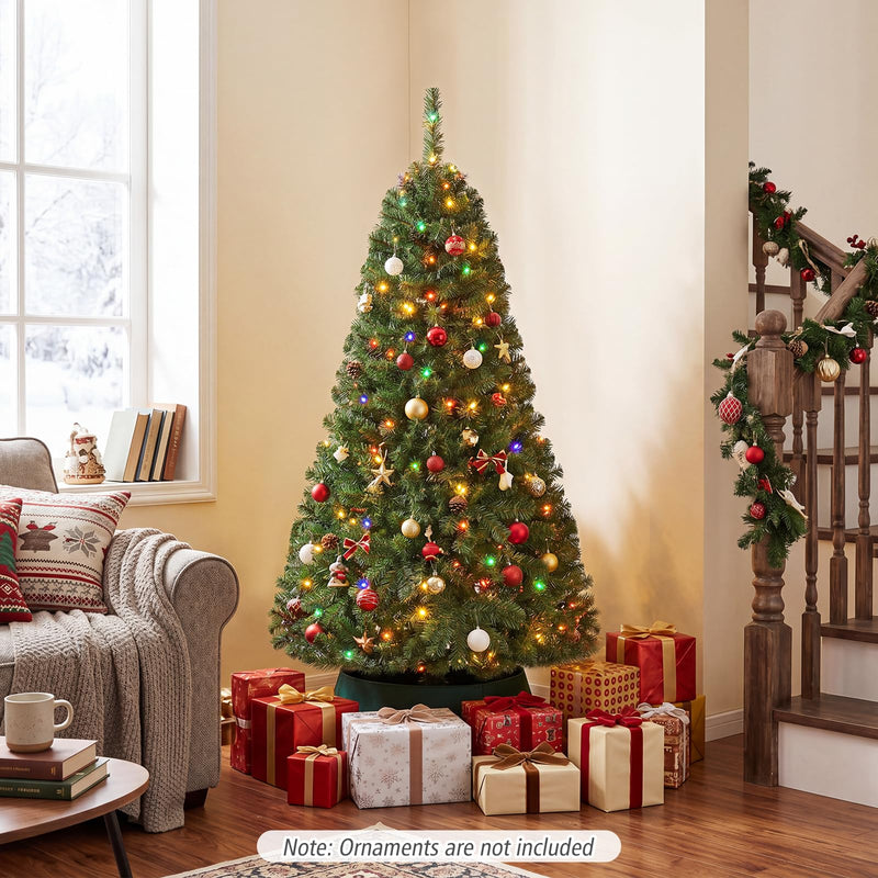 Load image into Gallery viewer, Goplus 5FT Artificial Christmas Tree  | Full Xmas Tree w/600 Branch Tips and 2 Lighting Colors
