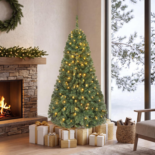 Goplus 5FT Artificial Christmas Tree  | Full Xmas Tree w/600 Branch Tips and 2 Lighting Colors