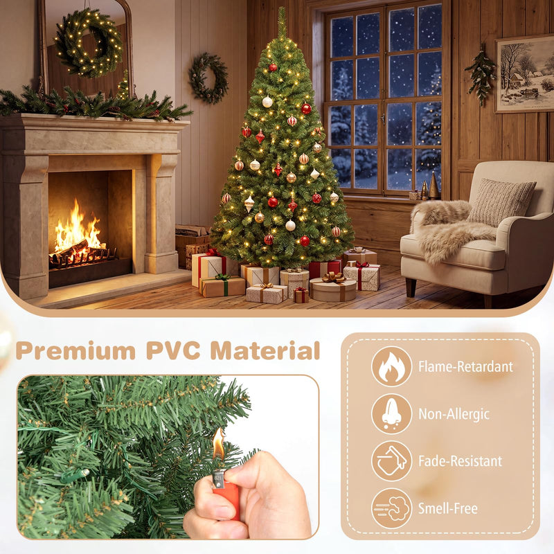 Load image into Gallery viewer, Goplus 5FT Artificial Christmas Tree  | Full Xmas Tree w/600 Branch Tips and 2 Lighting Colors
