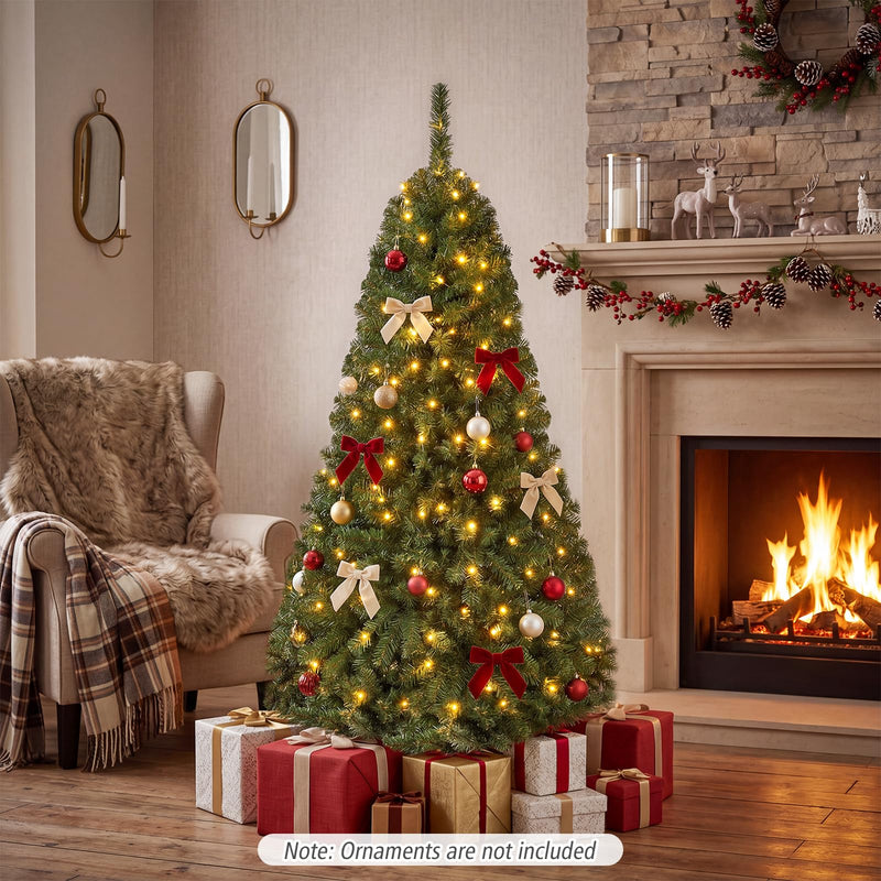 Load image into Gallery viewer, Goplus 5FT Artificial Christmas Tree  | Full Xmas Tree w/600 Branch Tips and 2 Lighting Colors
