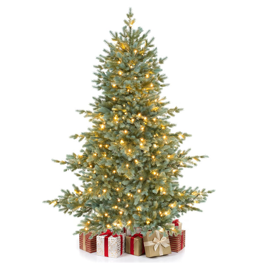 Goplus 5ft/6ft/7ft/8ft Pre-Lit Aspen Christmas Tree Holiday Decoration Tree for Home