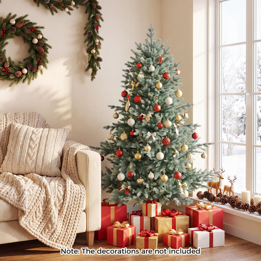 Goplus 5ft/6ft/7ft/8ft Pre-Lit Aspen Christmas Tree Holiday Decoration Tree for Home