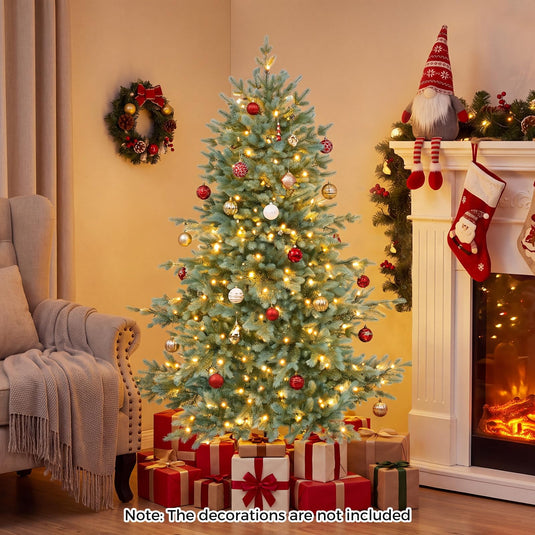 Goplus 5ft/6ft/7ft/8ft Pre-Lit Aspen Christmas Tree Holiday Decoration Tree for Home