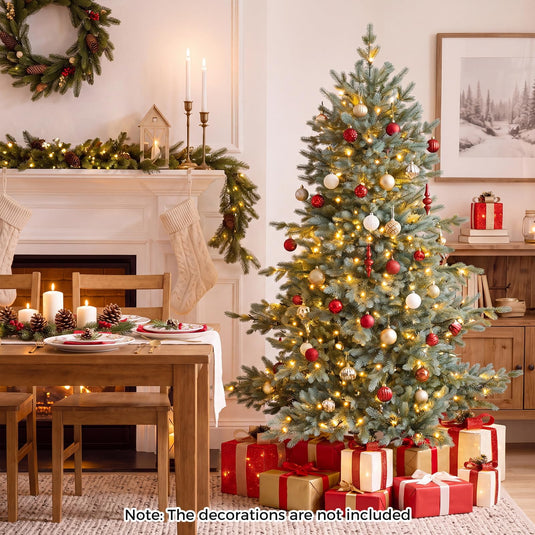 Goplus 5ft/6ft/7ft/8ft Pre-Lit Aspen Christmas Tree Holiday Decoration Tree for Home