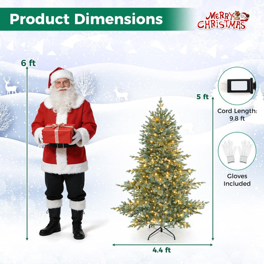 Goplus 5ft/6ft/7ft/8ft Pre-Lit Aspen Christmas Tree Holiday Decoration Tree for Home
