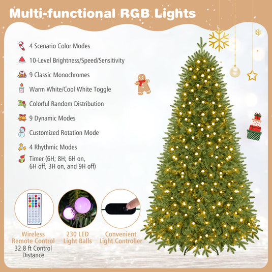 Goplus 6.3 FT Smart Pre-Lit Christmas Tree with 230 Pre-Lit RGB LED Lights
