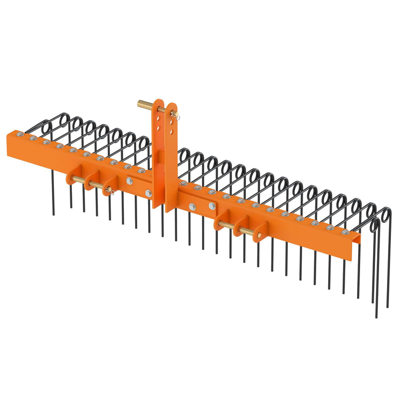 Load image into Gallery viewer, Goplus 60" Pine Straw Rake Tow Behind Landscape Rake with 26 Metal Coil Tines for Leaves Grass
