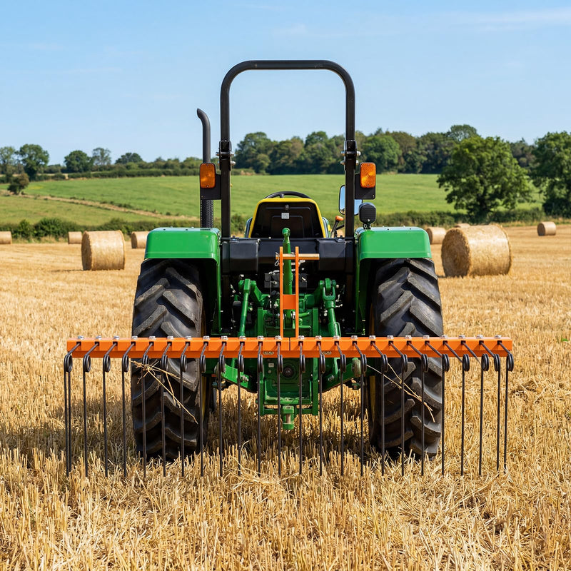 Load image into Gallery viewer, Goplus 60" Pine Straw Rake Tow Behind Landscape Rake with 26 Metal Coil Tines for Leaves Grass
