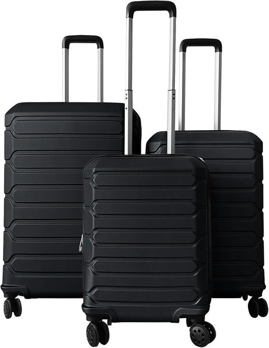 Goplus 20/24/28 Inch Lightweight Hardshell Suitcases with 360° Spinner Wheels(3 Piece Cross Stripe)