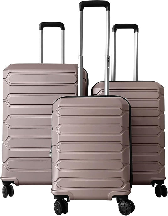 Goplus 20/24/28 Inch Lightweight Hardshell Suitcases with 360° Spinner Wheels(3 Piece Cross Stripe)
