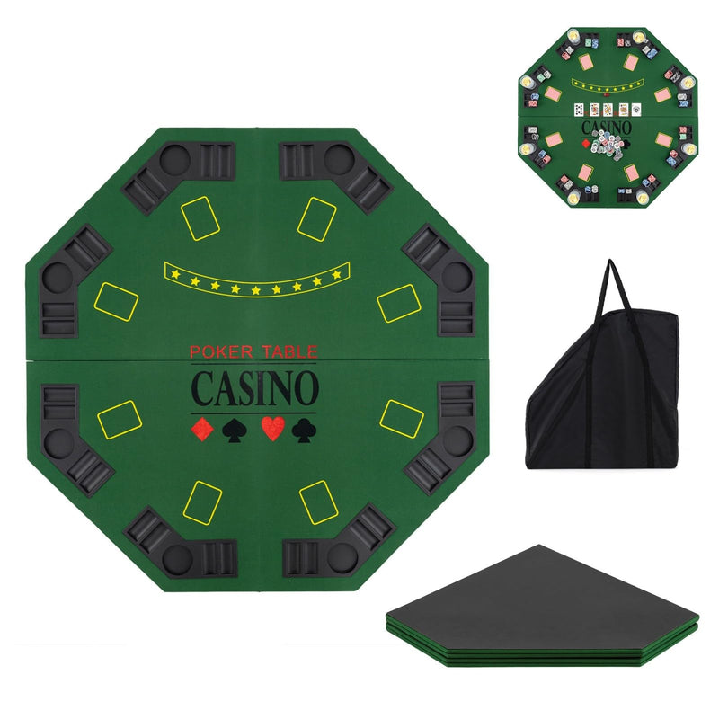 Load image into Gallery viewer, Goplus 48" Foldable Octagonal Poker Table Top 8 Players w/Chip Trays for Texas Hold'em Blackjack
