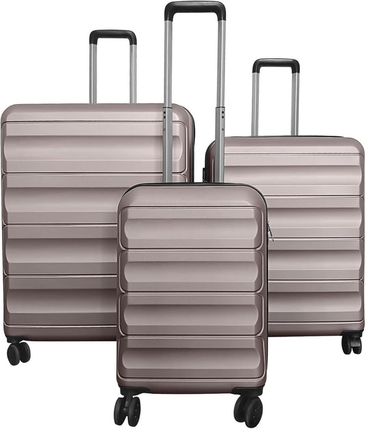 Goplus 20/24/28 Inch Lightweight Hardshell Suitcases with 360° Spinner Wheels(3 Piece Wide Cross Stripe)
