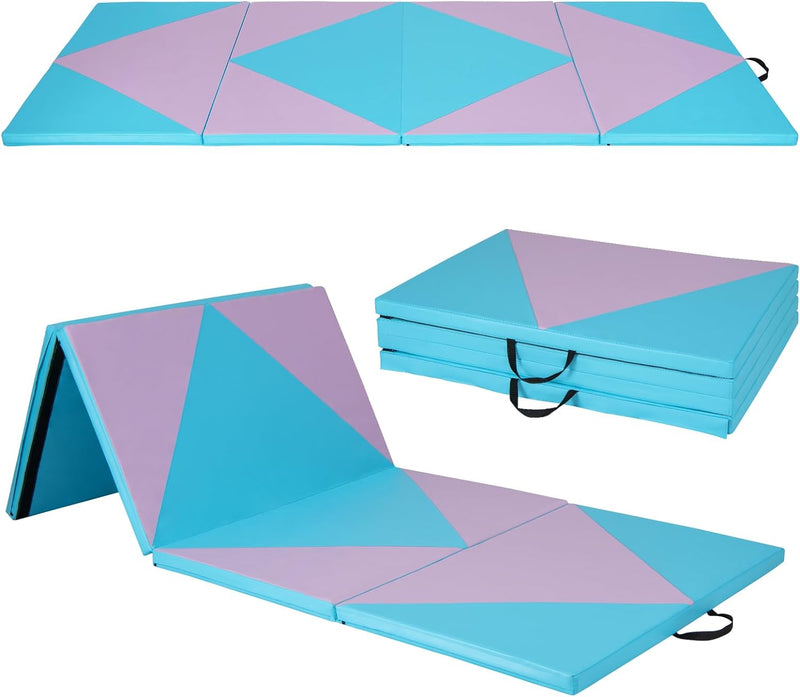Load image into Gallery viewer, Goplus Folding Gymnastics Mat, 10’ x 4’ x 2’’ Thick Tumbling Mats with PU Leather, Hook &amp; Loop Fasteners
