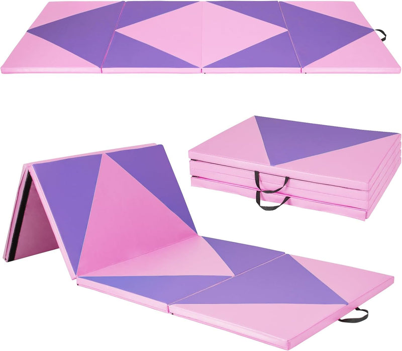 Load image into Gallery viewer, Goplus Folding Gymnastics Mat, 10’ x 4’ x 2’’ Thick Tumbling Mats with PU Leather, Hook &amp; Loop Fasteners
