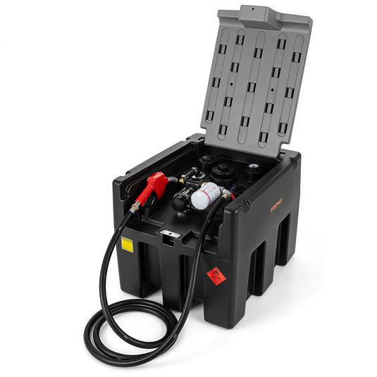 Goplus Portable Diesel Tank 53 Gallon Capacity & 13.2GMP | LLDPE Fuel Tank with 12V Electric Transfer Pump