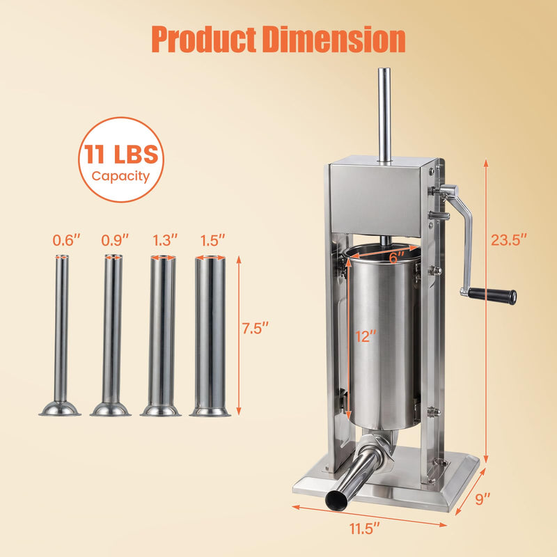 Load image into Gallery viewer, Goplus Manual Sausage Stuffer | Stainless Steel Meat Filling Machine w/2 Speeds &amp; 4 Stuffing Tubes
