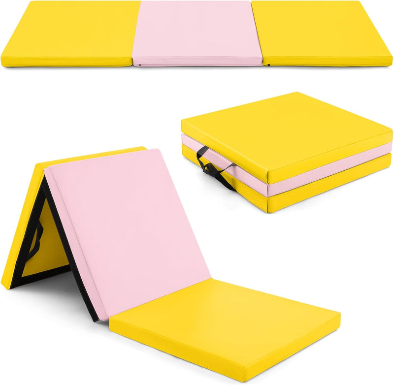 Load image into Gallery viewer, Goplus 6’ x 2’ x 2&quot; Thick Tri-Fold Exercise Tumbling Mat w/Carrying Handles

