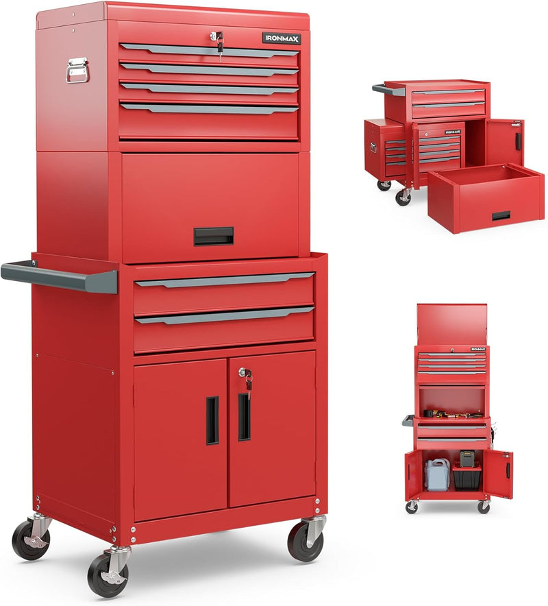 Load image into Gallery viewer, Goplus Tool Chest, 6 Drawers Extra Large Rolling Too Storage Cabinet with 4” Universal Lockable Wheels
