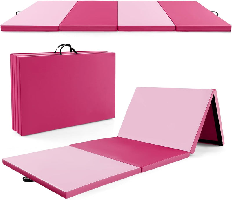 Load image into Gallery viewer, Goplus Folding Gymnastics Mat, 10’ x 4’ x 2’’ Thick Tumbling Mats with PU Leather, Hook &amp; Loop Fasteners
