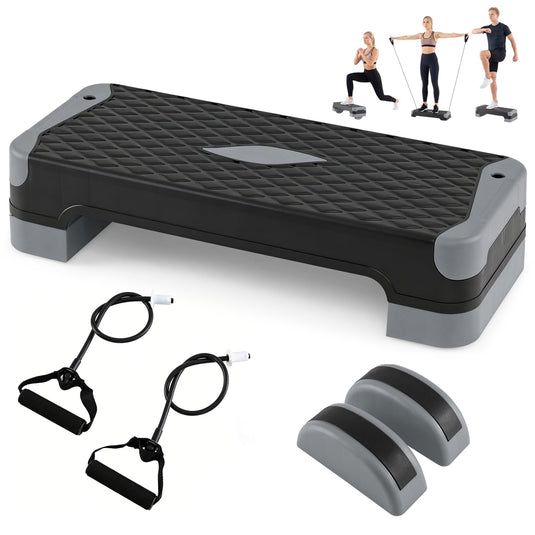 Goplus 3-in-1 Aerobic Step Platform 600 LBS Adjustable Exercise Stepper