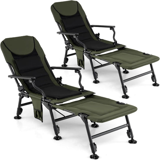 Goplus Oversized Foldable Fishing Chair for Adults with Detachable Footrest