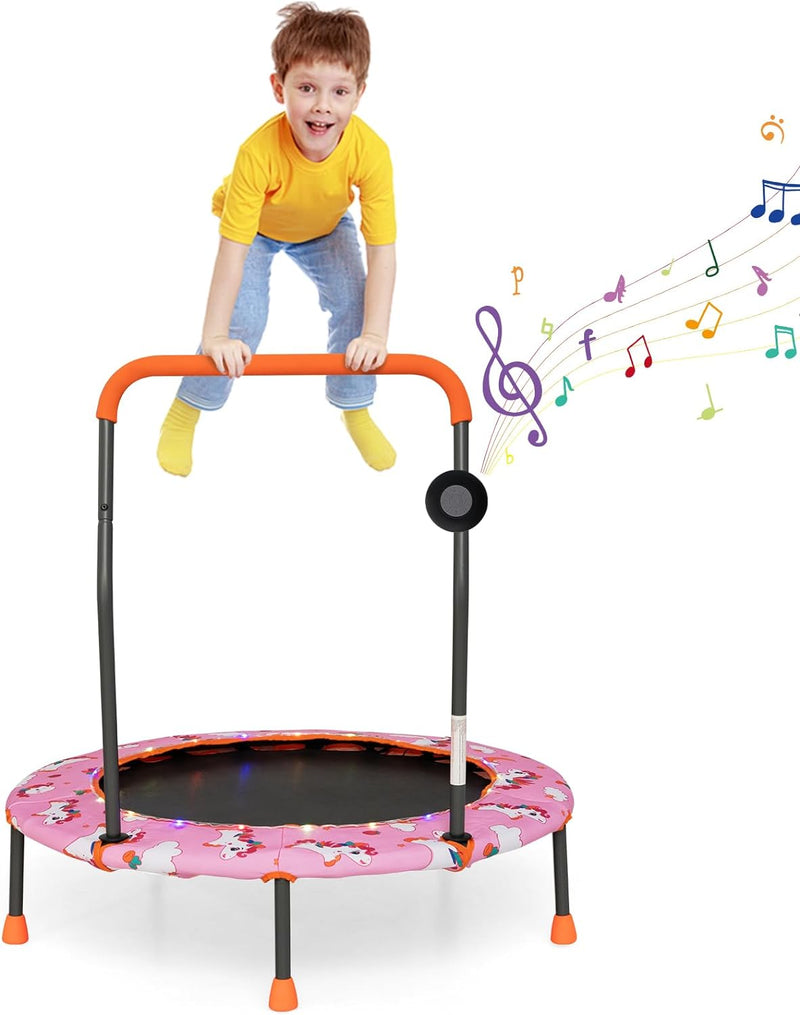 Load image into Gallery viewer, Goplus 36&quot; Trampoline for Kids, Mini Toddler Trampoline with LED Lights, Bluetooth Speaker
