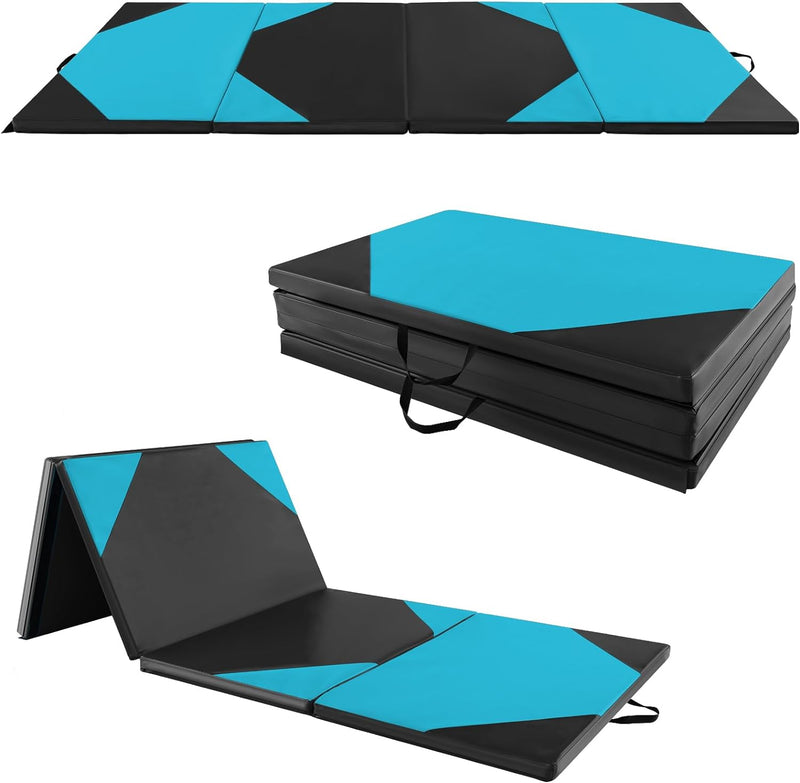 Load image into Gallery viewer, Goplus Folding Gymnastics Mat, 10’ x 4’ x 2’’ Thick Tumbling Mats with PU Leather, Hook &amp; Loop Fasteners

