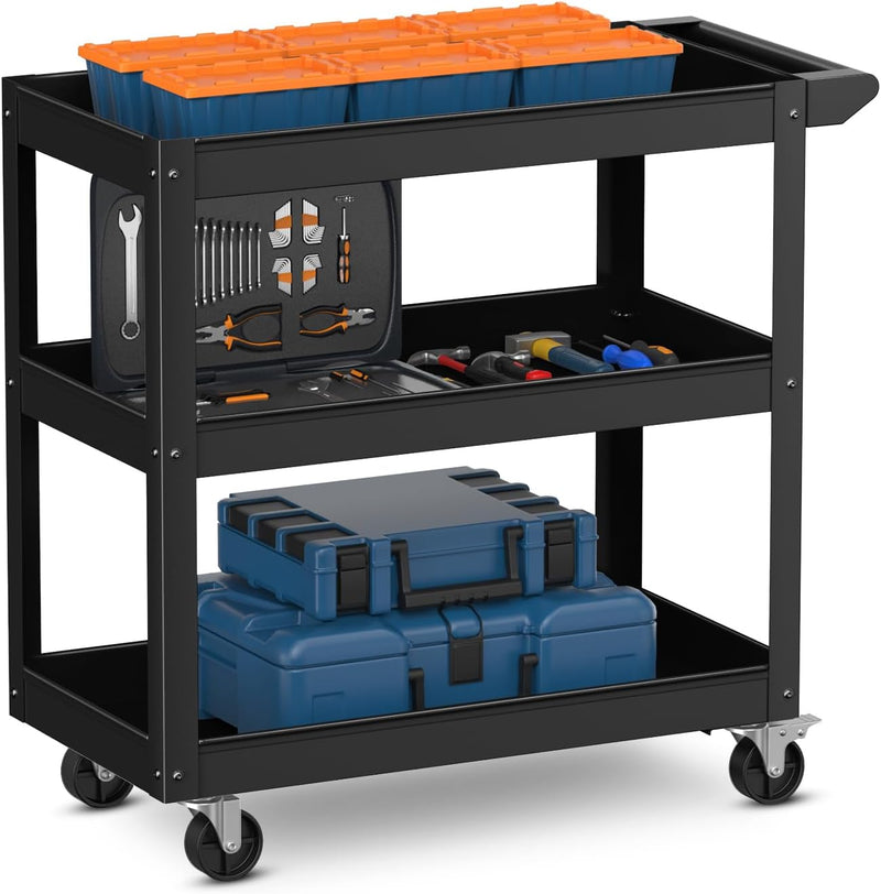 Load image into Gallery viewer, Goplus 3-Layer Service Utility Cart, Heavy Duty Unity Cart with Flat Handle
