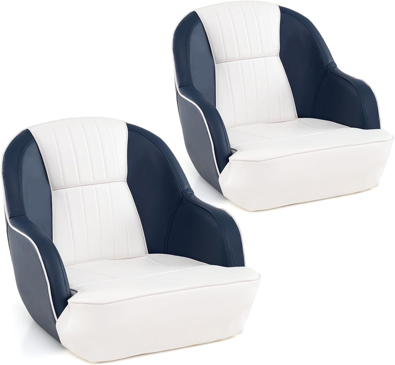 Load image into Gallery viewer, Goplus Pontoon Boat Seat with Thick Cushioned Seat | Ergonomic Cabin Caption Chair

