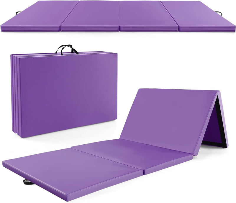 Load image into Gallery viewer, Goplus Folding Gymnastics Mat, 10’ x 4’ x 2’’ Thick Tumbling Mats with PU Leather, Hook &amp; Loop Fasteners
