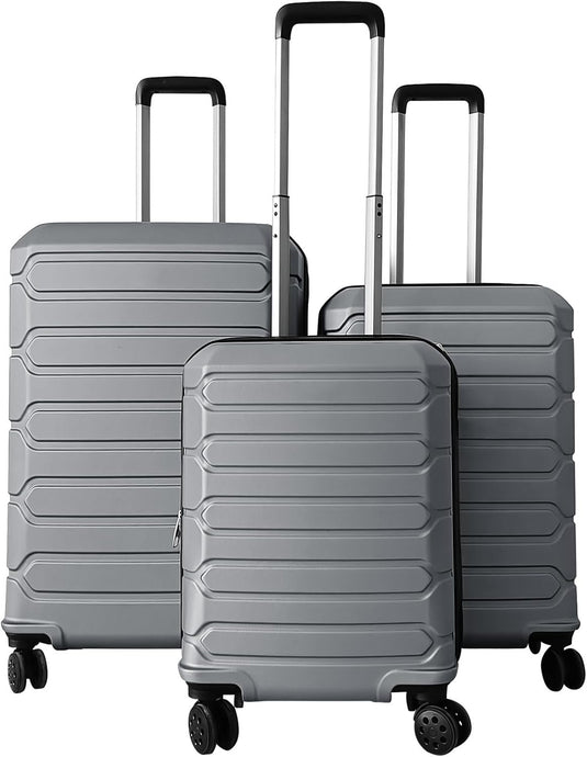 Goplus 20/24/28 Inch Lightweight Hardshell Suitcases with 360° Spinner Wheels(3 Piece Cross Stripe)