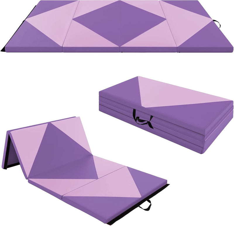 Load image into Gallery viewer, Goplus 8&#39; x 4&#39; x 2&quot; Folding Tumbling Mat with Carry Handles Hook &amp; Loop Fasteners
