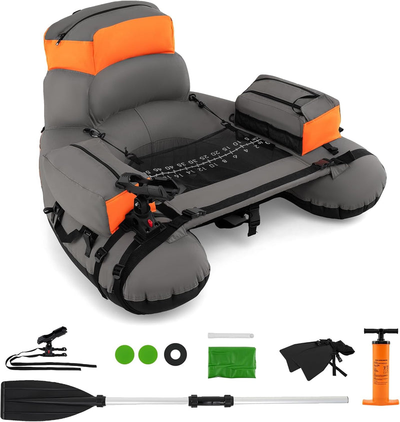 Load image into Gallery viewer, Goplus Inflatable Float Tube Fishing Belly Boat with Fish Ruler | 350LBS Load Capacity
