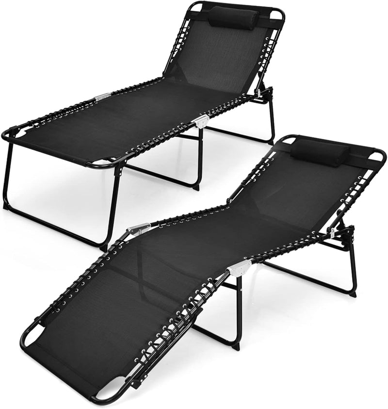 Load image into Gallery viewer, Goplus Extra Large Lounge Chair Outdoor Folding 5-Position Tanning Chair
