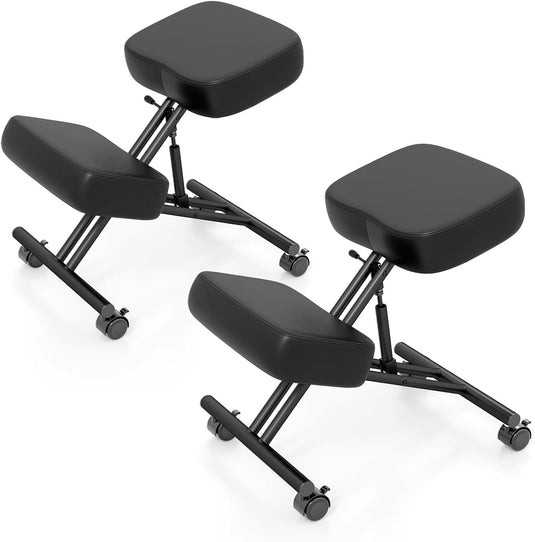 Goplus Upholstered Kneeling Chair with 4 Lockable Universal Wheels